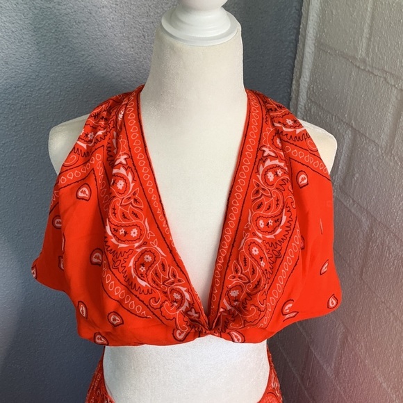 Dion Lee Bandana Knot Set Orange Red Handkerchief Dress sz 2 - Picture 7 of 11
